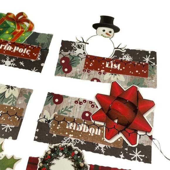 10 Pc Christmas Junk Journal Ephemera Embellishments Handmade Sewn mq - Picture 3 of 5